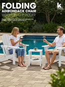 KINGYES Folding Adirondack Chair Set of 6, Dual Cup Holders & All-Weather HDPE, Wood-Like Patio Chair for Backyard, Camping, Pool & Fire Pit, White by GreenHaven Gardens
