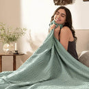 PHF Cooling Waffle Blanket Queen Size, Lightweight 60% Rayon Derived from Bamboo & 40% Cotton Breathable Blanket for Hot Sleepers, Soft and Luxury for Bed Couch and Sofa, 90"x90", Sage Green by CozyNest Decor