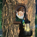 Fairy Garden Statues Gnomes Solar Lantern - Whimsical Elf Out The Door Tree Hugger Figurines Fence Wall Yard Art Home Decor Outdoor Tree Face Sculpture, Ideal Birthday Housewarming Decorations Gifts by GreenHaven Gardens