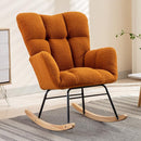 NIOIIKIT Nursery Rocking Chair Teddy Upholstered Glider Rocker Rocking Accent Chair Padded Seat with High Backrest Armchair Comfy Side Chair for Living Room Bedroom Offices (Orange) by TinyTreasures Baby Boutique