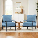 DUHOME Linen Fabric Spindle Accent Chairs Set of 2 with Wood Frame,Modern Accent Spool Chairs with Padded Spring Seat and Brushed Blue Base for Living Room Bedroom Farmhouse Home Office Belcony by CozyNest Decor