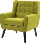 UIXE Accent Chair, Modern Upholstered Armchair in Fabric for Living Room, Comfy Club Arm Chairs Single Sofa Button Tufted Bedroom Reading Seat - Green by CozyNest Decor