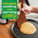 Riveira Set of 6 Premium Brown Bamboo Cooking Utensils - Bamboo Utensils for Cooking - Non-Toxic Kitchen Set - Wooden Kitchen Utensils for Non-Stick Cookware by CozyNest Decor