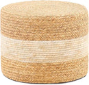 Handwoven Water Hyacinth Ottoman Pouf, Round Outdoor Footstool with Sturdy Frame, No Assembly Needed, Boho Accent Stool for Indoor & Outdoor Use – Patio, Balcony, Living Room (White) by CozyNest Decor