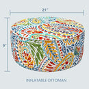 LVTXIII Indoor/Outdoor Inflatable Ottoman, All Weather Round Footrest Stool D21”x H9”, Portable for Patio Garden Camping or Home-Paisley Ummi Multi by CozyNest Decor