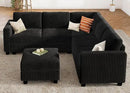 HONBAY Corduroy Modular Sectional Couch with Storage L-Shaped Sectional Couches for Living Room 6 Seater Modular Sectional Sofa, Black by CozyNest Decor