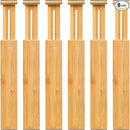 VaeFae 6-Pack Bamboo Drawer Dividers – Adjustable 14"-19.1" (Fits 15"-18" Drawers ONLY), Spring-Loaded Expandable Organizer for Kitchen, Bedroom, Office & Bathroom, MUST MEASURE Before Purchase by TinyTreasures Baby Boutique