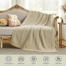 Amélie Home Chenille Knit Throw Blanket for Couch, Chevron Texture Decorative Soft Blanket for Sofa, Bed & Chair, 60"x80", Beige by CozyNest Decor