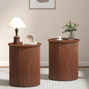 AVZEAR Fluted Round Side Table Small Mid Century End Table, 17.7" Fluted Nightstands Modern Circle Bedside Tables, Wood Night Stand for Small Spaces, Living Room, Bedroom (Rustic Walnut) by CozyNest Decor