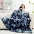 Cozy Bliss Faux Fur Throw Blanket for Couch, Fuzzy Soft Plush Thick Bubble Blanket for Sofa Bedroom Living Room, 50 * 60 Inches Tie-dye Blue by CozyNest Decor
