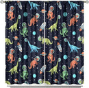Cartoon Dinosaur Curtains for Kids Boys Girls Home Decor, Astronaut Rocket Funny Outer Space Blackout Rod Pocket Window Drapes for Bedroom Living Room W36xL63in 2 Panels by TinyTreasures Baby Boutique