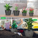 Quarut 15 Inch 4 Pack Large Plant Pots, Plastic Flower Pot for Indoor & Outdoor with Drainage Holes & Saucer, Circle Pattern Planters Garden Pots for Herbs by CozyNest Decor