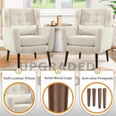 Modern Accent Chair, Upholstered Armchair with Pillow, Fabric Single Sofa Chair with Lounge Seat and Wood Legs Accent Chair for Living Room Bedroom Small Spaces (Beige, Set of 1) by CozyNest Decor