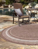 Unique Loom Outdoor Border Collection Area Rug - Soft Border (5' 3" Round Brown/Ivory) by GreenHaven Gardens
