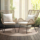 IDZO Isabelle Upgraded 2000 Hours UV Wicker Chairs Outdoor Set of 2, 500 lbs Capacity Outdoor Patio Chair, All-Weather Club Chair with Water-Resistant Olefin Cushions, Boho Style, Beige by CozyNest Decor