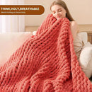 L'AGRATY Chunky Knit Blanket Throw: 60''x80'' Chenille Chunky Knitted Throw Blankets for Twin Bed Couch - Handmade Thick Cable Knit Blanket - Large Crochet Rope Blankets for Home Decor(Coral Pink) by CozyNest Decor
