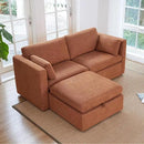 CHITA Modular Sectional Sofa, FSC Certified L Shaped Couch with Reversible Chaise, Modular Sectional Couch for Small Space, 78 inch Width, 3 Seat Modular Sofa with Storage Ottoman, Terracotta by CozyNest Decor