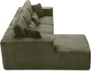Modular Sectional Sofa Cloud Sectional Couch, 135" Comfy Fluffy L Shaped Olive Green Couches for Living Room, Deep Seat Memory Foam Plush Corduroy Boneless Couch Sectionals Left Facing Chaise Sofa by CozyNest Decor
