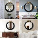 25x25 inch Bow Antique Round Mirror for Wall, Gold & Black Decorative Wall-Mounted Circle Mirror, Perfect for Bedroom, Hallway, Living Room Décor, and Bathroom Vanity by CozyNest Decor