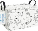 LANGYASHAN Rectangular Storage Bin Collapse Canvas Fabric Cartoon Storage Basket with Handles for Organizing Home Kitchen Boys and Girls Toys Office Closet Shelf Baskets (Rec Cat) by TinyTreasures Baby Boutique