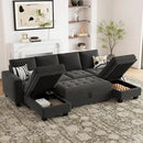 Belffin Modular Sectional Sleeper Sofa with Pull Out Bed Velvet Convertible U Shaped Sectional Sofa Couch with Storage Chaises for Living Room Grey by CozyNest Decor