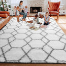 ONASAR 6x9 Area Rugs for Living Room Bedroom, Washable Large Fluffy White and Grey Throw Rug, Geometric Soft Plush Shaggy Floor Carpet for Nursery Kids Girls Boys Teen Dorm Home Decor Aesthetic by TinyTreasures Baby Boutique