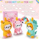 Crochet Kit for Beginners - 3 PCS Unicorn Cat Crochet Kits with Step-by-Step Video Tutorials, Beginner Crochet Kit for Adults Kid, Crochet Animal Kit for Starters, Cat Dressed as Unicorn Set by TinyTreasures Baby Boutique