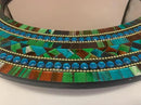 Mosaic Mirror, Wall Art Décor – Handcrafted Decorative Wall Mirror, Autumn Green, Deep Blue, and Brown Round Mosaic by CozyNest Decor