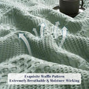 PHF Cooling Waffle Blanket Twin Size, Lightweight 60% Rayon Derived from Bamboo & 40% Cotton Breathable Blanket for Hot Sleepers, Soft and Luxury for Bed Couch and Sofa, 66"x90", Sage Green by CozyNest Decor