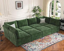 136.4" Oversized Modular Sectional Sleeper Sofa Bed, U Shaped Convertible Couch with Movable Ottoman, Large 8 Seat Corner Couches for Living Room Deep Seat Green Chenille by CozyNest Decor