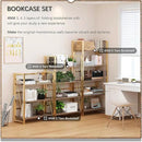4NM No Assembly Foldable Bookshelf, 5-Shelf Collapsible Bookcase Storage for Small Spaces, 62.2" H, Brown and Golden by CozyNest Decor