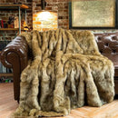 BATTILO HOME Luxury Golden Faux Fur Blanket, 60"x 80" Large Fur Throw Blankets for Bed, Couch, Soft Warm, Fuzzy, Fluffy, Golden with Back Tipped Blanket, Reversible to Plush Velvet by CozyNest Decor