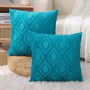 decorUhome Fall Throw Pillow Covers 22x22 Inch Set of 2, Soft Plush Decorative Faux Fur Teal Solid Couch Pillow Covers, Accent Farmhouse Neutral Square Euro Pillow Cases for Sofa Bed Living Room by CozyNest Decor
