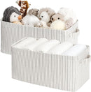StorageWorks Narrow Storage Bins, Small Basket for Closet and Shelves, Rectangular Fabric Organizer with Handles, Toilet Paper Storage, Gray and White, 2-Pack by CozyNest Decor
