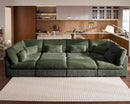Oversized Modular Sofa, Extra Deep Cloud Corduroy Sectional Couch with Ottoman Chaise, Fluffy Chenille 8 Seater Couch Bed for Living Room, Villa (Sofa Bed 8 Seater, Corduroy Green) by CozyNest Decor