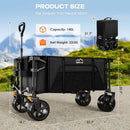 Collapsible Wagon Cart Heavy Duty Foldable, Folding Beach Wagon with Big Wheels for Sand, Utility Grocery Cart with Side Pocket and Brakes for Camping Sports Outdoor Activities, Black by GreenHaven Gardens