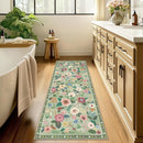 Floral 2x10 Area Rug Machine Washable Soft Print Boho Carpet Non Slip Doormat Low Pile Flower Area Rugs for Living Room Bedroom Nursery Kitchen Dining Room Indoor-Light Green by TinyTreasures Baby Boutique