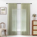 MYSKY HOME Patio Sage Curtains for Sliding Door, Living Room Curtains & Drapes Soft Farmhouse Window Treatments 90 inch Length 2 Panels Set Linen Look Semi Sheer Draperies, 50" W x 90" L, Sage Green by CozyNest Decor