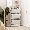 Shoe Storage Cabinet with 3 Flip Drawers, Narrow Shoe Cabinet Freestanding Slim Shoe Storage Organizer for Entryway, Hallway, Entrance, Bedroom, Living Room, White by CozyNest Decor