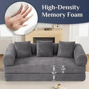 Convertible Sleeper Sofa Bed with Pillow, 4-in-1 Corduroy Folding Mattress Couch with Fixed-Shape Frame, Futon Fold Out Floor Sofa Cama Lounge Couch for Living Room Bedroom Studio, Grey by CozyNest Decor