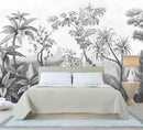 Gray Tropical Rainforest Botanical Wallpaper Bedroom Hand-Painted Oil Painting Jungle Plant Wall Mural Living Room (Not Peel and Stick) by CozyNest Decor
