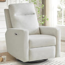 Power Swivel Recliner Chair – Nursery Glider Rocker with USB & Type-C, High Back Reclining Chair for Breastfeeding & Baby Room, Linen Fabric, Beige Grey by TinyTreasures Baby Boutique