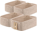 Small Storage Baskets for Organizing | Closet Organizer Bins | Shelf Toy Basket | Woven Rope Baskets | Cube Decorative Box | Shallow Basket | 13x8.5x5.1” | 4 Packs Mixed Brown by GreenHaven Gardens