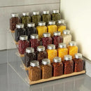 nianfeng Tiered Spice Rack, 5-Tier Spice Pantry Kitchen Cabinet Organizer, 12-Inch, Natural Wood Acrylic Stair Riser Stand, Countertop Seasoning Shelf by CozyNest Decor