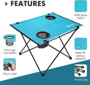 VILLEY Folding Camping Table, Lightweight Portable Beach Table with 2 Cup Holders & Carry Bag for Camping, Beach, Fishing, Travel, and Outdoor Activities (Small) by GreenHaven Gardens