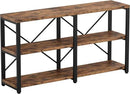 IRONCK Rustic Entryway Console Table, Long Hallway Table 55 in 3-Tier, TV Stand Entertainment Center Media Stand for Living Room, Industrial Style, Vintage Brown by CozyNest Decor