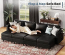 118.5" Luxury Modular Sleeper Sofa Bed with Storage Seat, 8 Seat Sectional Couch Deep Seat with Reversible Chaises & Removable Cover - Black Faux Leather by CozyNest Decor