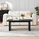 Rectangular Fluted Coffee Table, Farmhouse Wood Coffee Table Mid Century Modern Center Table Boho Living Room Tables for Living Room Office (Black, 19.69" D x 43.3" W x 17.72" H) by CozyNest Decor