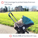 Stroller Sun Shade - Universal UV Protection Cover for Strollers Sunshade with See Through, Clip-On Sun Blocker, Sun Shield for Baby, Breathable Adjustable Fit, Full Coverage, M Black by TinyTreasures Baby Boutique