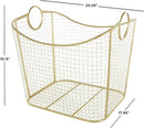 Deco 79 Metal Decorative and Functional Storage Basket Deep Basket Organizer with Round Handles, Basket for Storage 20" x 18" x 19", Gold by GreenHaven Gardens